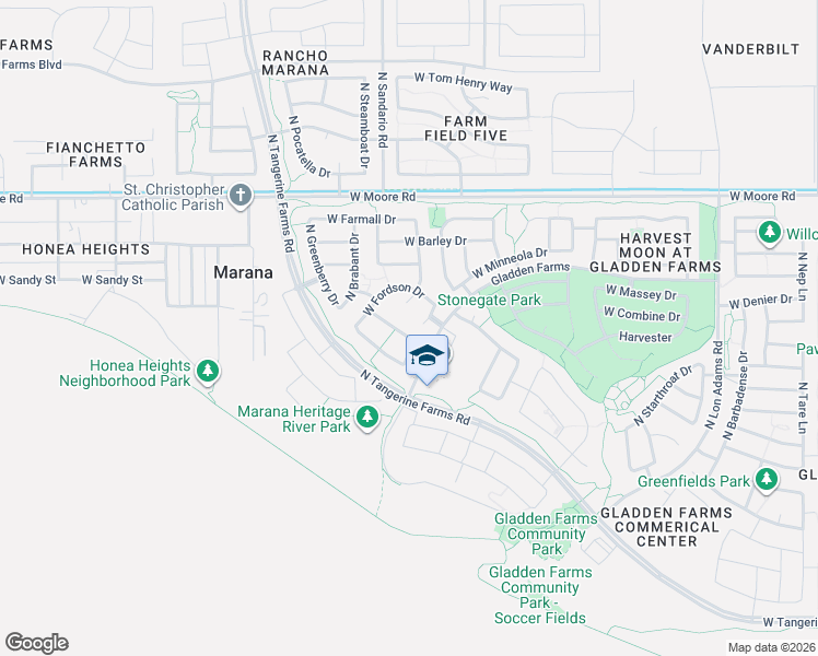 map of restaurants, bars, coffee shops, grocery stores, and more near 12554 North Green Oak Drive in Marana