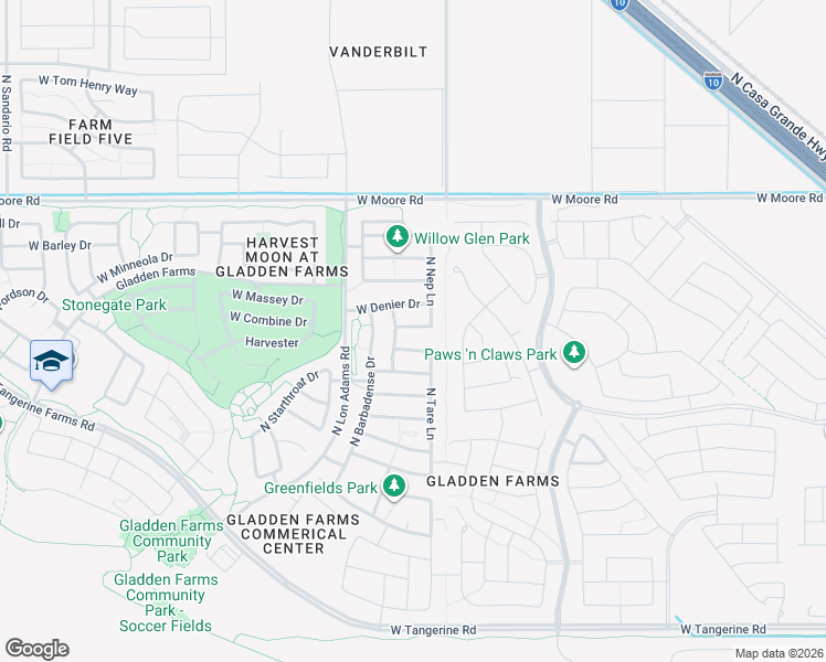 map of restaurants, bars, coffee shops, grocery stores, and more near 11061 West Case Way in Marana
