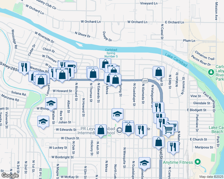 map of restaurants, bars, coffee shops, grocery stores, and more near 1054 North Mesa in Carlsbad