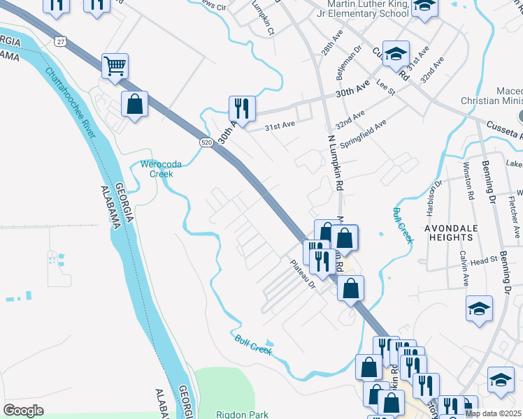 map of restaurants, bars, coffee shops, grocery stores, and more near 3110 Victory Dr in Columbus