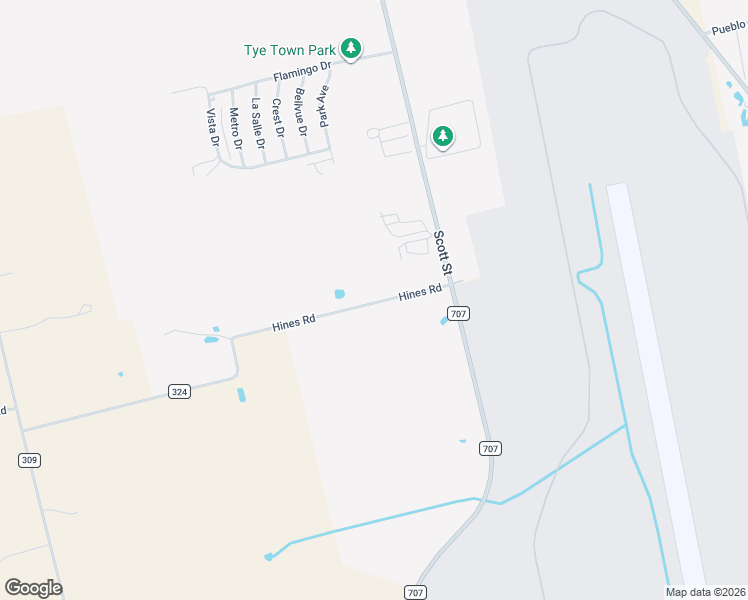 map of restaurants, bars, coffee shops, grocery stores, and more near 128 County Road 324 in Tye