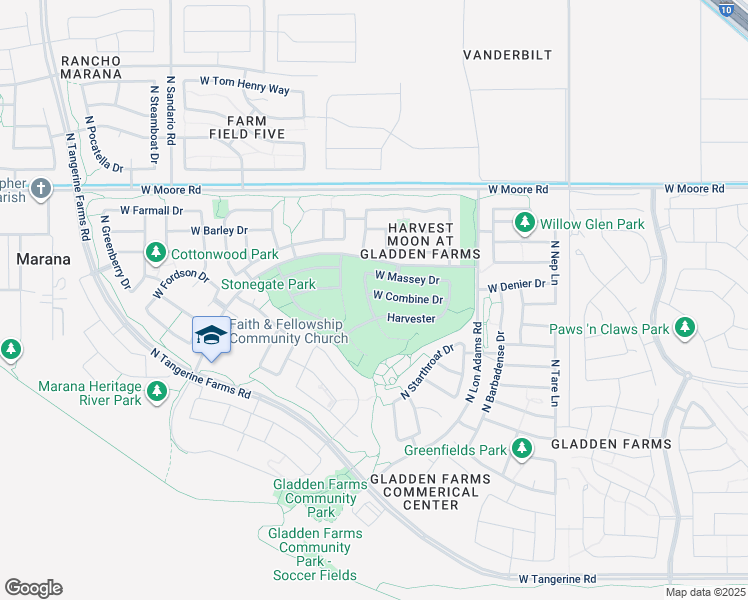 map of restaurants, bars, coffee shops, grocery stores, and more near 11385 West Combine Drive in Marana