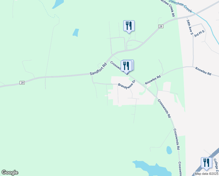 map of restaurants, bars, coffee shops, grocery stores, and more near 504 Williamsburg Drive in Phenix City