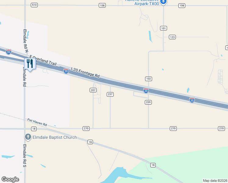 map of restaurants, bars, coffee shops, grocery stores, and more near 5851 East Highway 80 in Abilene