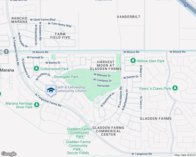 map of restaurants, bars, coffee shops, grocery stores, and more near 11354 West Combine Drive in Marana
