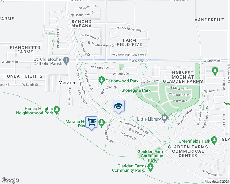 map of restaurants, bars, coffee shops, grocery stores, and more near 12608 North Golden Jubilee Drive in Marana
