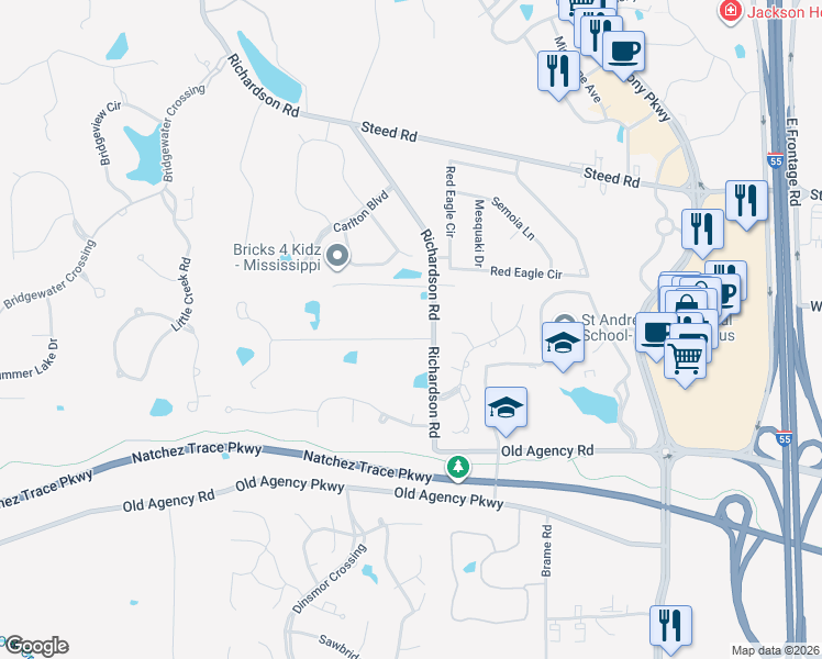 map of restaurants, bars, coffee shops, grocery stores, and more near in Ridgeland