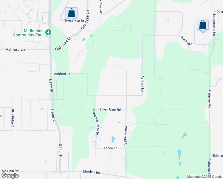 map of restaurants, bars, coffee shops, grocery stores, and more near 1420 Honeysuckle Ridge Court in Midlothian