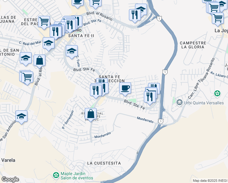 map of restaurants, bars, coffee shops, grocery stores, and more near 10213 Privada Verona in Portico de San Antonio