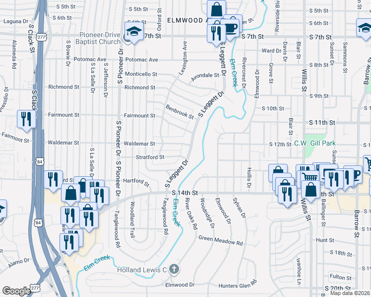 map of restaurants, bars, coffee shops, grocery stores, and more near 1150 South Leggett Drive in Abilene