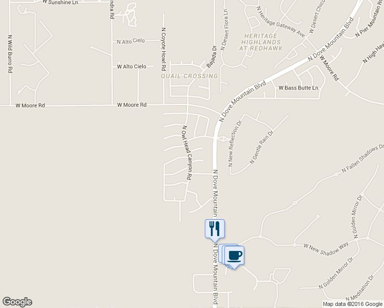 map of restaurants, bars, coffee shops, grocery stores, and more near 5495 West Whiptail Court in Marana