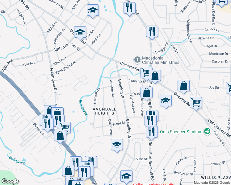 map of restaurants, bars, coffee shops, grocery stores, and more near 812 Winston Road in Columbus