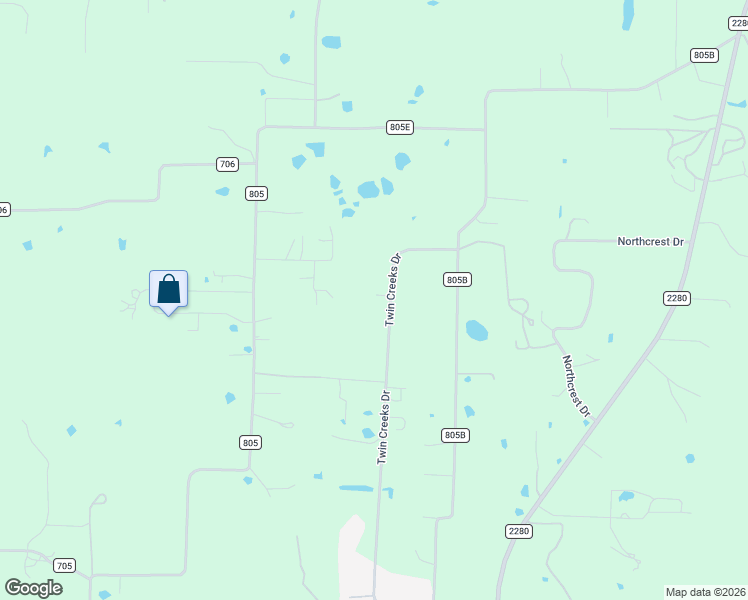 map of restaurants, bars, coffee shops, grocery stores, and more near 3803 Twin Creeks Drive in Cleburne