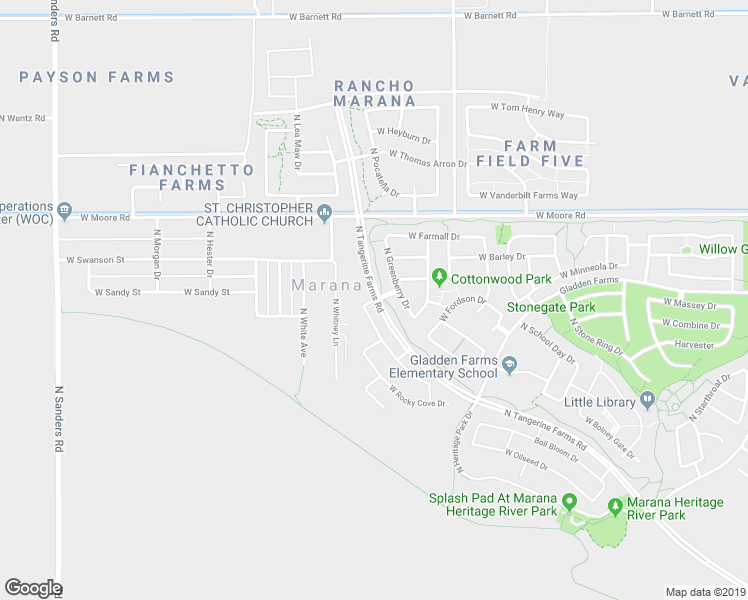map of restaurants, bars, coffee shops, grocery stores, and more near 12600 North Blondin Drive in Marana