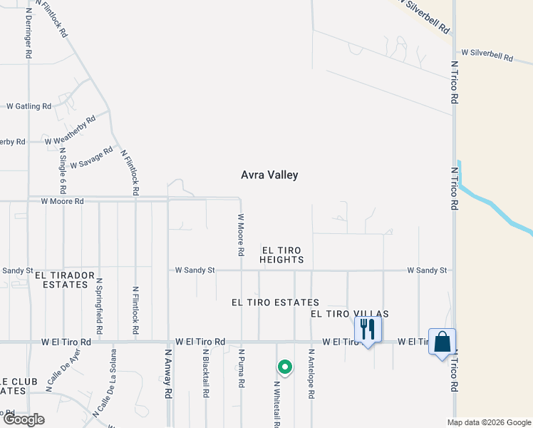 map of restaurants, bars, coffee shops, grocery stores, and more near 12780 North Luther Road in Marana