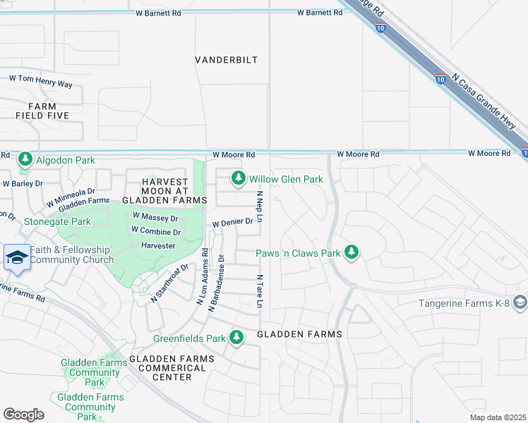 map of restaurants, bars, coffee shops, grocery stores, and more near 12640 North Nep Lane in Marana