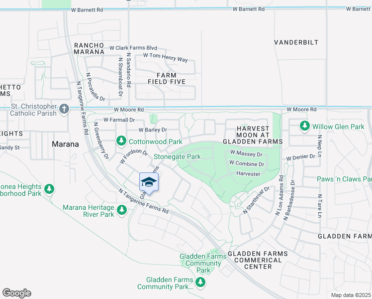 map of restaurants, bars, coffee shops, grocery stores, and more near 11566 West Stone Mound Drive in Marana