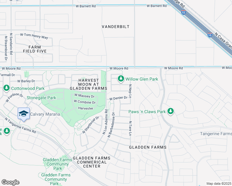 map of restaurants, bars, coffee shops, grocery stores, and more near 11121 West Prairie Willow Drive in Marana