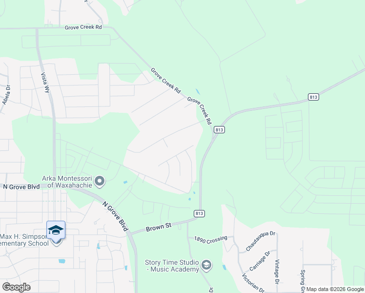 map of restaurants, bars, coffee shops, grocery stores, and more near 117 Country Drive in Waxahachie