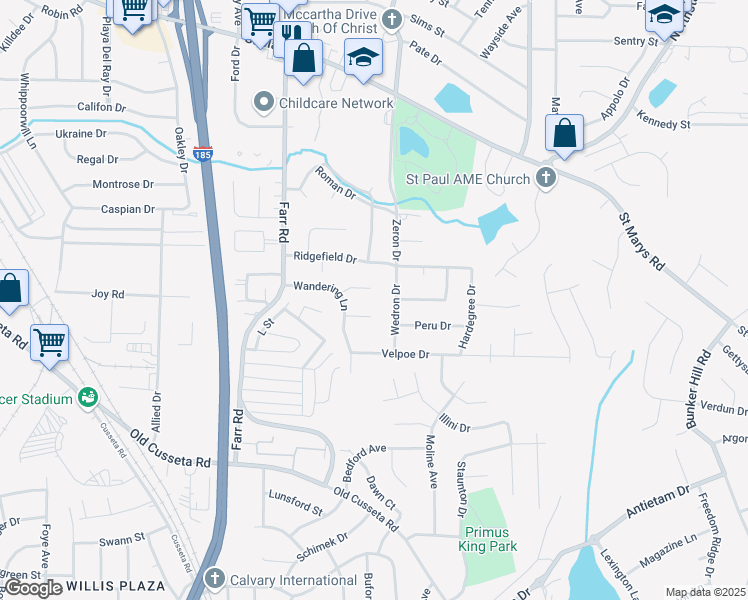 map of restaurants, bars, coffee shops, grocery stores, and more near 636 Wandering Ct in Columbus