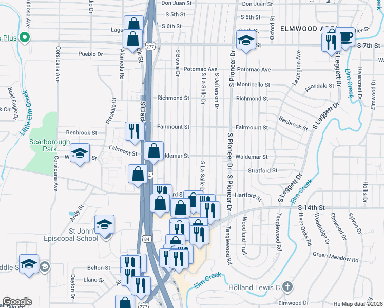 map of restaurants, bars, coffee shops, grocery stores, and more near 1297 South San Jose Drive in Abilene