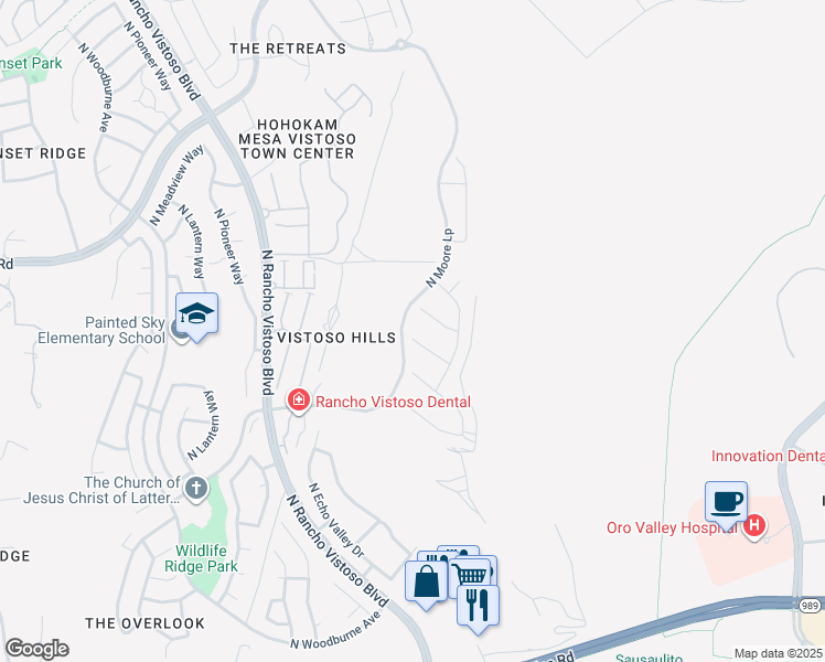 map of restaurants, bars, coffee shops, grocery stores, and more near 12646 Deer Print Place in Tucson