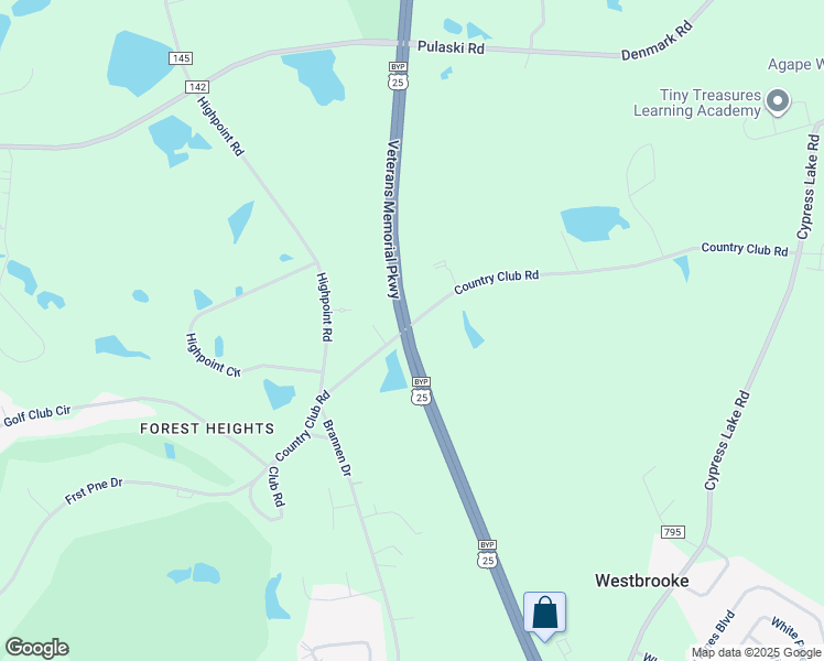 map of restaurants, bars, coffee shops, grocery stores, and more near 4355 Country Club Road in Statesboro