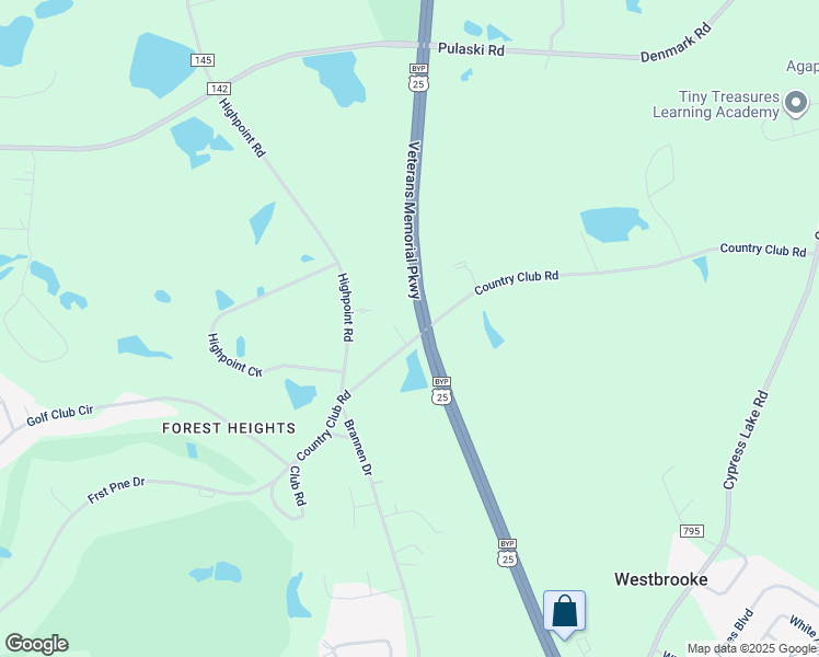 map of restaurants, bars, coffee shops, grocery stores, and more near 4355 Country Club Road in Statesboro