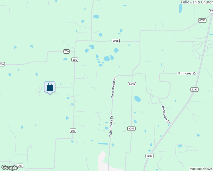 map of restaurants, bars, coffee shops, grocery stores, and more near 3803 Twin Creeks Drive in Cleburne