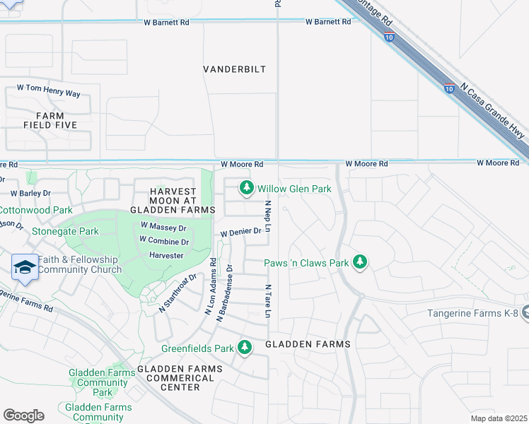 map of restaurants, bars, coffee shops, grocery stores, and more near 11040 West Prairie Willow Drive in Marana