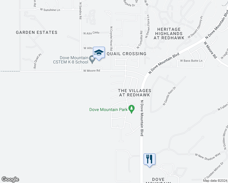 map of restaurants, bars, coffee shops, grocery stores, and more near 5583 West Sunset Vista Place in Marana