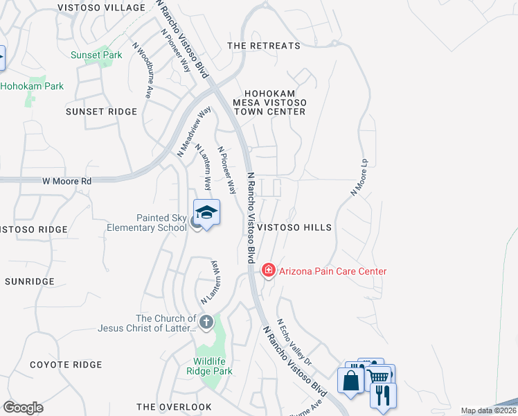 map of restaurants, bars, coffee shops, grocery stores, and more near 12765 Walking Deer Place in Oro Valley