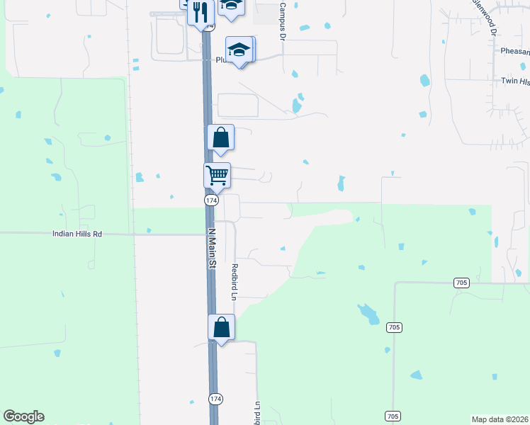 map of restaurants, bars, coffee shops, grocery stores, and more near 226 Ranch Road in Joshua