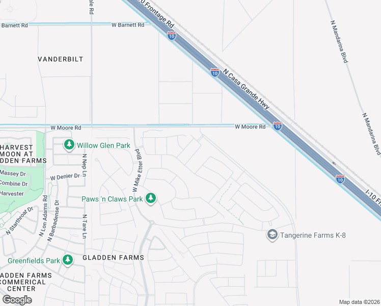 map of restaurants, bars, coffee shops, grocery stores, and more near 10835 South Morris Boulevard in Marana