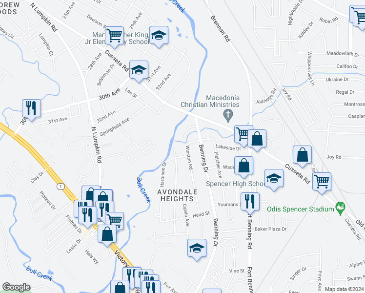 map of restaurants, bars, coffee shops, grocery stores, and more near 700 Brooks Road in Columbus