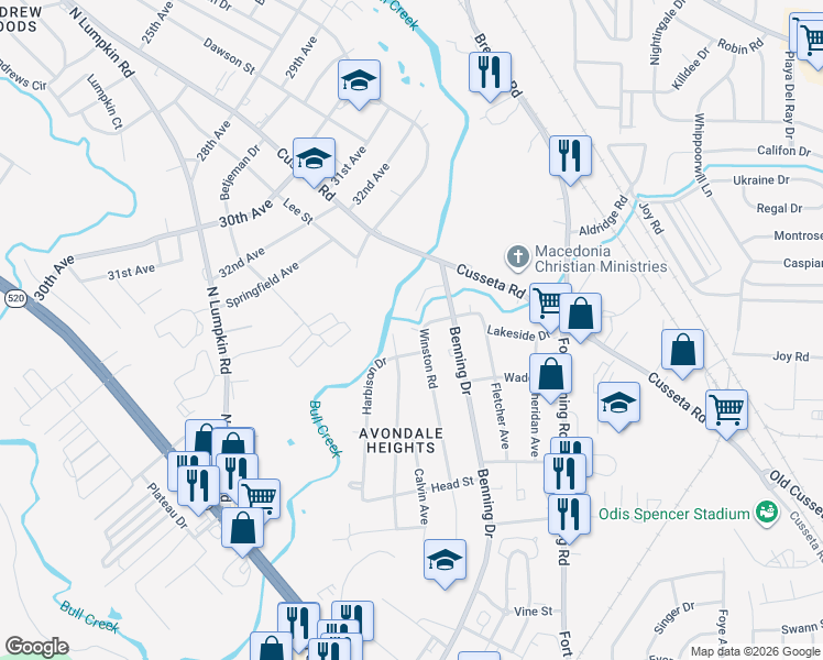 map of restaurants, bars, coffee shops, grocery stores, and more near 700 Brooks Road in Columbus
