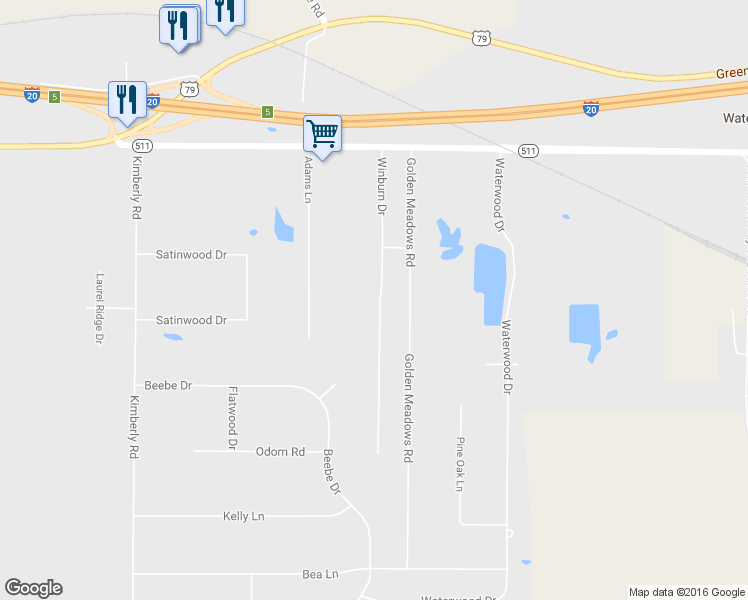 map of restaurants, bars, coffee shops, grocery stores, and more near 7206 Winburn Drive in Greenwood