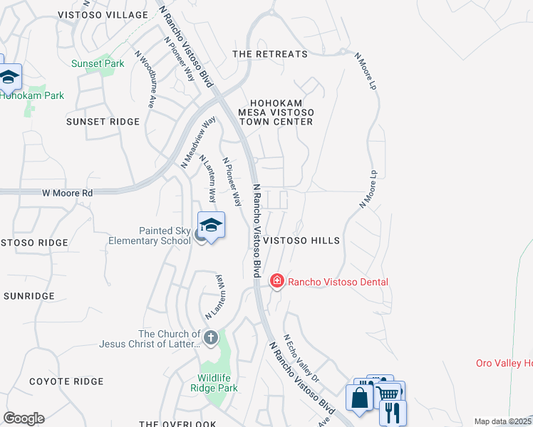 map of restaurants, bars, coffee shops, grocery stores, and more near 12783 Walking Deer Place in Oro Valley