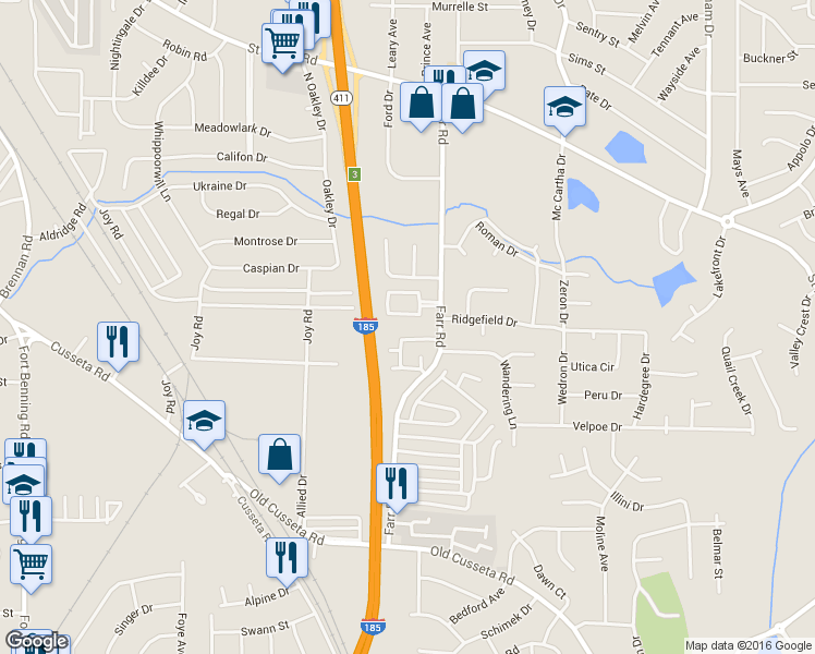 map of restaurants, bars, coffee shops, grocery stores, and more near 877 Farr Road in Columbus