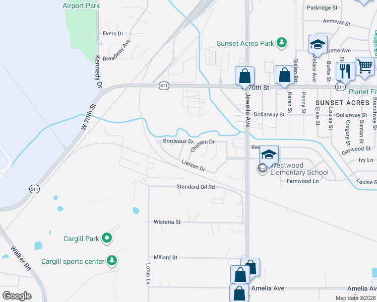map of restaurants, bars, coffee shops, grocery stores, and more near 7205 Moselle Drive in Shreveport