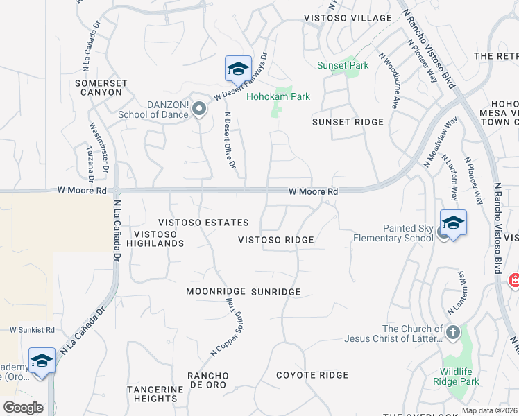 map of restaurants, bars, coffee shops, grocery stores, and more near 12747 North Morgan Ranch Road in Oro Valley