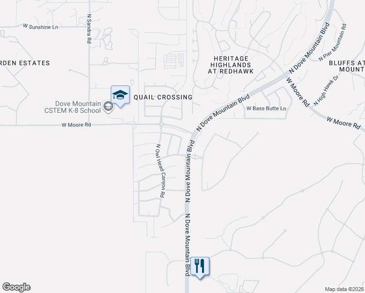 map of restaurants, bars, coffee shops, grocery stores, and more near 12710 Blue Sage Drive in Marana