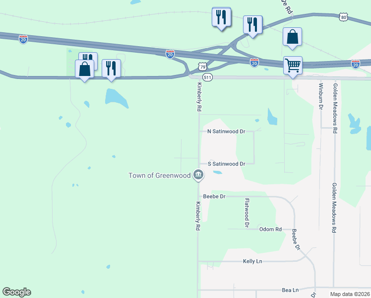 map of restaurants, bars, coffee shops, grocery stores, and more near 7197 Laurel Ridge Drive in Greenwood