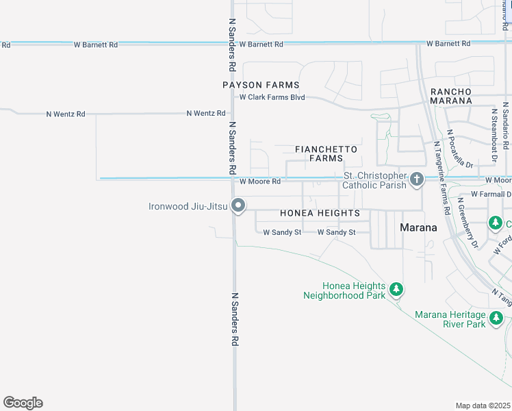 map of restaurants, bars, coffee shops, grocery stores, and more near 12520 West Swanson Street in Marana