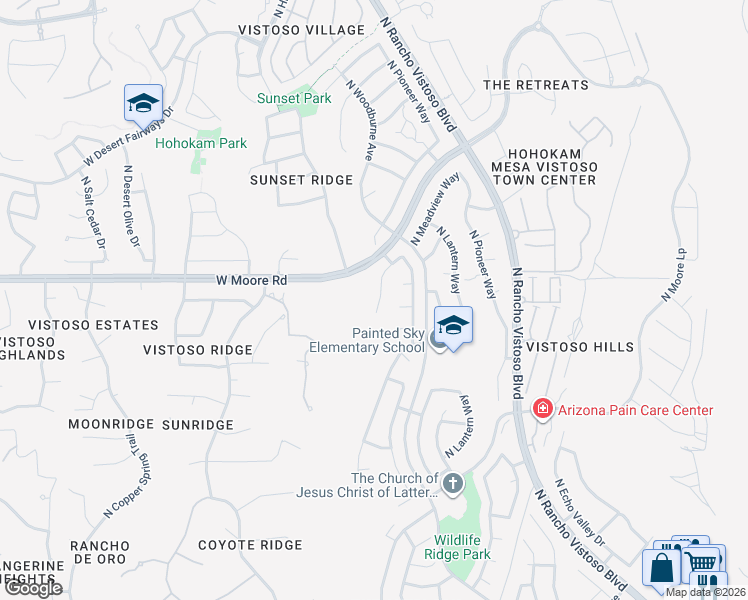 map of restaurants, bars, coffee shops, grocery stores, and more near 200 Saddletree Place in Oro Valley