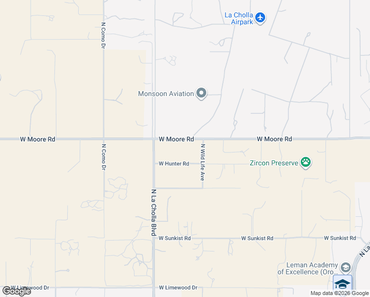 map of restaurants, bars, coffee shops, grocery stores, and more near 1985 West Moore Road in Tucson