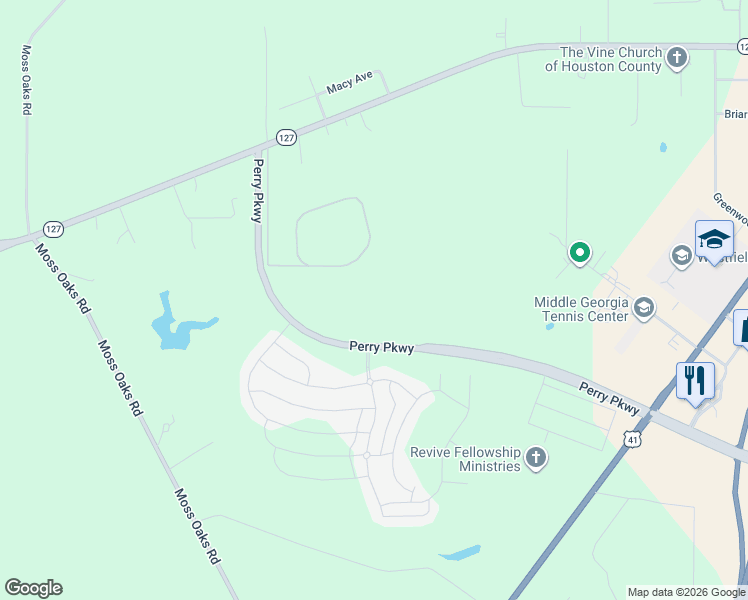 map of restaurants, bars, coffee shops, grocery stores, and more near in Perry
