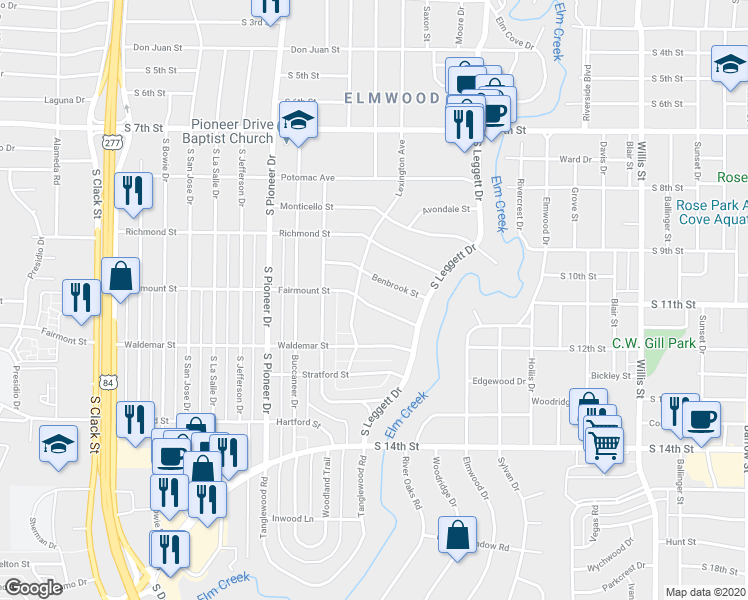 map of restaurants, bars, coffee shops, grocery stores, and more near 4058 Fairmount St in Abilene