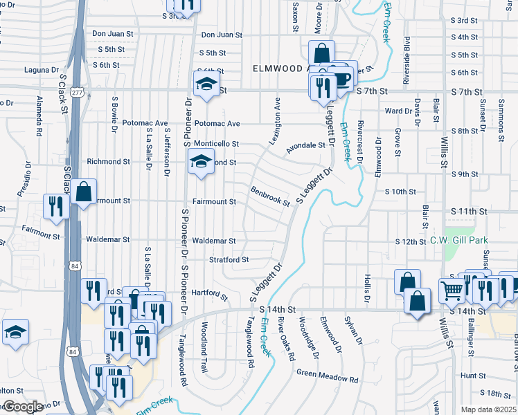map of restaurants, bars, coffee shops, grocery stores, and more near 4058 Fairmount Street in Abilene