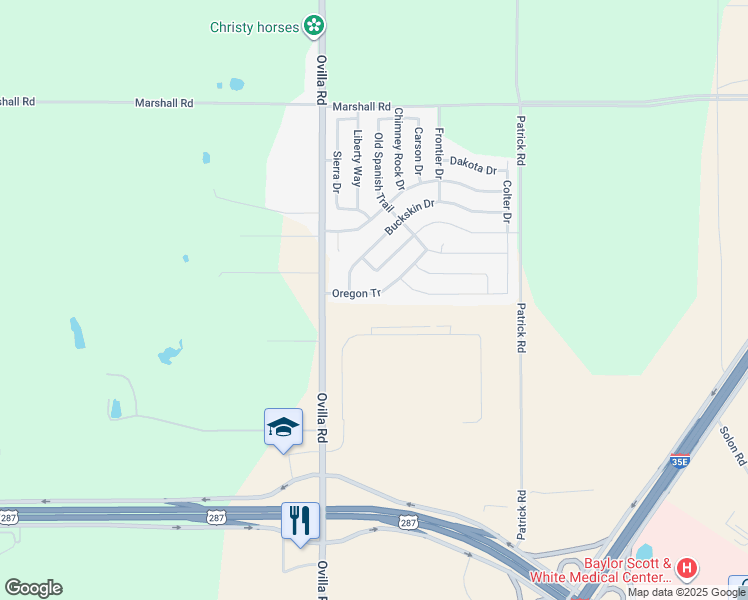 map of restaurants, bars, coffee shops, grocery stores, and more near 120 Oregon Tr in Waxahachie